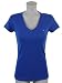 Tommy Hilfiger Womens V-Neck Solid Color Logo T-Shirt - L - Royal Blue