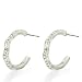 Silver Tone Wavy Studded Dangle Hoop Earrings