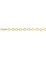 14 Karat 10" Yellow Gold 6.0mm Shiny Open Round Link Anklet With Lobster Clasp