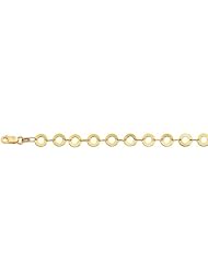 10" 14K Yellow Gold 6.0mm (1/4") Alternate Flat Open Ring & Open Oval Link Anklet w/ Lobster Clasp
