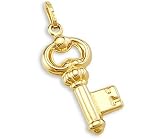 14k Yellow Gold Key Charm pendant Love New