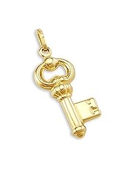 14k Yellow Gold Key Charm pendant Love New