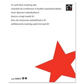5 Star Flipchart Pad Self-adhesive 70gsm 30 Sheets A1 White Ref FL1240007 [Pack of 2]