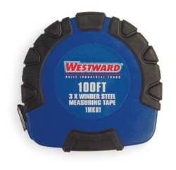 Westward 1MKU1 Measuring Tape, 3X Wind, 100 Ft, Closed