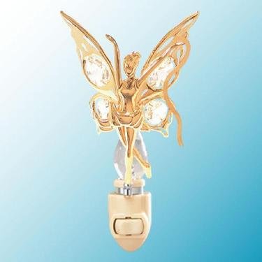 24k Gold Fairy with Ribbon Night Light – Clear Swarovski Crystal