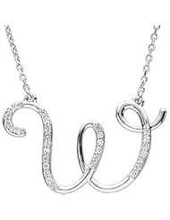 Stuller Diamond Initial Sterling Silver Necklace with Lobster Claw Clasp & 20 Inch Polished Sterling Silver Chain.