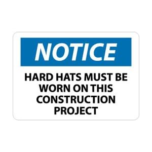 N282RB - Notice Hard Hats Must Be Worn In This Area 10" X 14" .050" Rigid Plastic