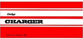 1969 DODGE CHARGER Owners Manual User Guide