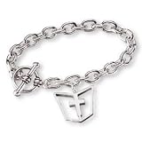 Sterling Silver God Is Our Shield 7.5-inch Toggle Bracelet