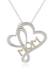 Sterling Silver Diamond Accent Heart "Mom" Pendant Necklace, 18"