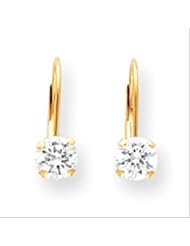 MadiK® Kids 14k Yellow Gold Polished Round 5mm CZ Leverback Earrings