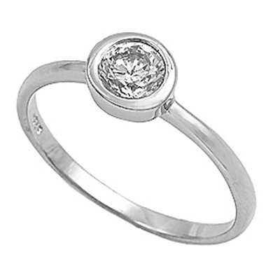 Single Stone Sterling Silver Engagement Ring, 0.50 Carat Total Weight, Designed with Top Quality Diamond Colored Cubic Zirconia, Featuring a Round Cut Center Stone, Free Shipping, Sale Price Offer, Comes with Free Special Gift Pouch and Box