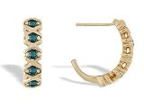 14K Yellow Gold Round Created Alexandrite Hoop Earrings