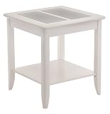 FTS - Classic White End Table with Frosted Glass Top 136-190-49