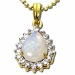 14K Yellow Gold Pear Shaped Opal and Diamond Pendant (Chain is not included)