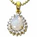 14K Yellow Gold Pear Shaped Opal and Diamond Pendant (Chain is not included)
