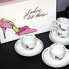 Roassana J'Adore Shoes set 4 Espresso Cups & Saucers