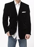 Martina Franca Black Velour 2-Button Center-vented Sport Coat