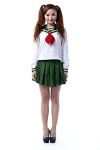Mtxc Women's Inuyasha Cosplay Kagome Higurashi Winter Uniform Kid Size Large Green