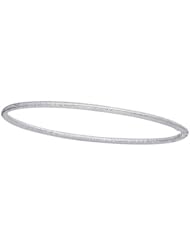 14K White Gold 08" 3.0mm Textured Round Tube Stackable Bangle