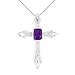 Sterling Silver Cushion Shaped Amethyst Cross title=