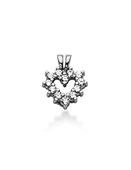 14K Gold Share Prong set Diamond Heart Pendant (0.42 cttw, F - G Color, SI2 Clarity)