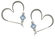 Beautiful 925 Silver Heart Dangle Hoop Earrings with Blue Swarovski Crystal By Tomas