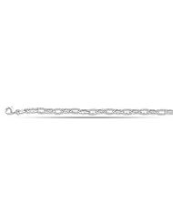 14K White Gold Hammered Oval Link Chain Anklet (10 Inches)