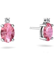 Created Pink Sapphire 14kt White Gold Stud Earrings