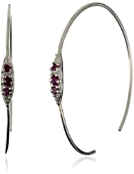 Shaesby "Flamenco" Sterling Silver Ruby Tiny Bling Hoop Earrings