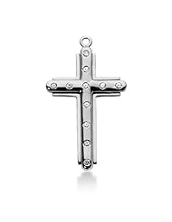 14K White Gold Round Diamond Burnish Set Cross Pendant (0.28ct)