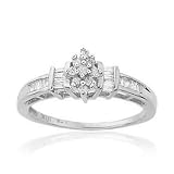 Baguette and Round Diamond Ring 1/4ctw