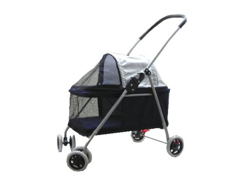 Pet Dog Puppies Cat Kitten Bed Stroller-- Navy Blue