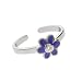 Eve's Addiction Blue Enamel CZ Flower Sterling Silver Toe Ring
