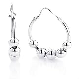 Sterling Silver Hoop w/Beads Earrings