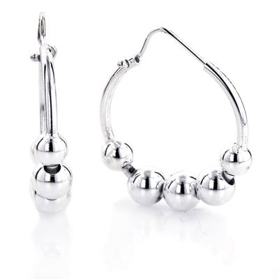 Sterling Silver Hoop w/Beads Earrings