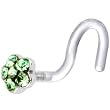 Bioplast Peridot Green Flower Gem Nose Screw Ring