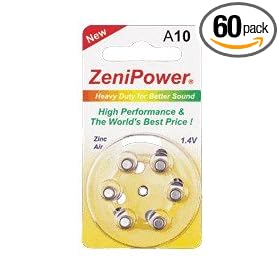 Zenipower Zinc-Air Hearing Aid Battery Size 10 (60)