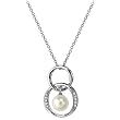China White Pearl, Round Brilliant Cut Diamonds, 14K White Gold. Diamond Necklace