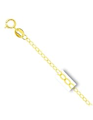 14k Solid Yellow Gold 1.1 mm (3/64 Inch) Piatto Chain Necklace 16" w/ Spring Ring Clasp