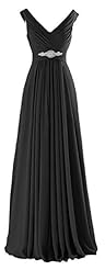 V-neck Beaded Floor Length Chiffon Evening Dress/Bridesmaid Dress/Prom Dress/Party Dress 