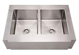 Whitehaus Noah front apron 36 x 26-1/4 equal double bowl sink with decorative notched front apron WHNCMAP3621EQ
