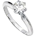 14K White Gold Created Moissanite Solitaire Engagement Ring