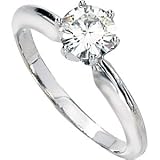 14K White Gold Created Moissanite Solitaire Engagement Ring
