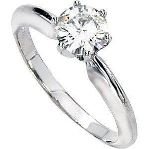 14K White Gold Created Moissanite Solitaire Engagement Ring