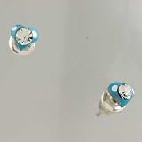 Blue Heart April Birthstone Earrings Stud