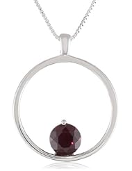 Sterling Silver Gemstone Circle Pendant Necklace (1.00 cttw), 18"