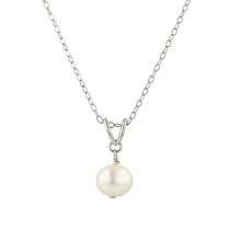 Sterling Silver 7-8mm Freshwater Cultured Pearl Pendant, 18"