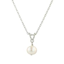 Sterling Silver 7-8mm Freshwater Cultured Pearl Pendant, 18"