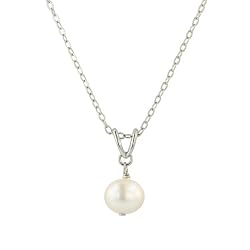 Sterling Silver Freshwater Cultured Pearl Pendant (7-8mm), 18"